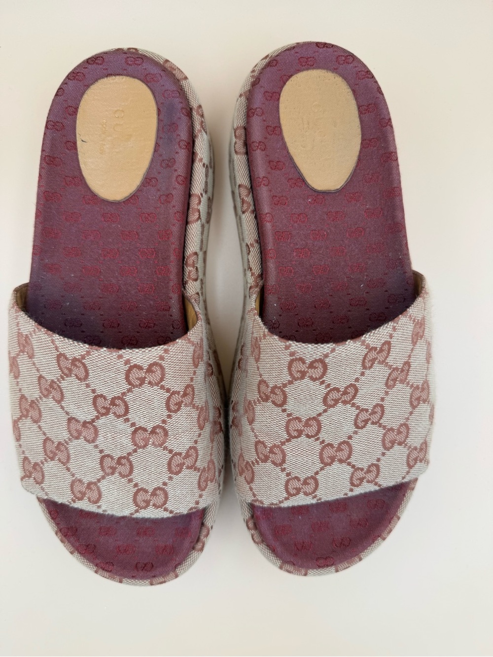 Gucci GG Supreme Platform Sandals EU 40 Canvas Slides - Picture 10 of 15